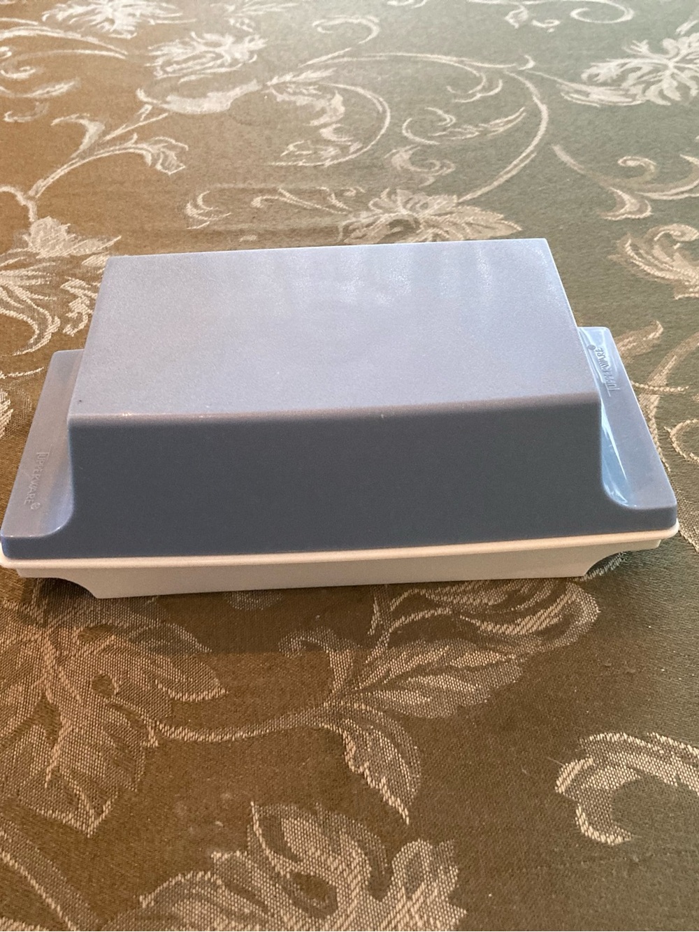 Rectangular Covered Butter Dish - Light Blue and White